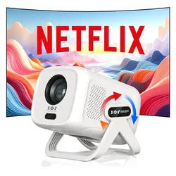 XGODY Gimbal N5 Netflix Offiziell & Autofocus Mini-Beamer (3840 x 2160 px (450 ANSI) px, mit 1080P Full HD /WIFI 6 /Bluetooth/Sprachunterstützung) weiß