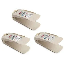 meberg Schuhregal Schuhgestell Beige 3er od. 6er Set Kunststoff 25 cm, Stapelsystem Halter Schuhregalsystem Ordnung 3-tlg., Schuhschrank Regal Schuhhalter beige