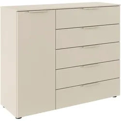 LeGer Home by Lena Gercke Kommode Kommode Sideboard Schubladen Türenkommode SERINA eleganter Eyecatcher (inkl. SOFT-CLOSE-FUNKTION), mit 5 Schubkästen und 1 Tür sowie Metallgriffen MADE IN GERMANY beige