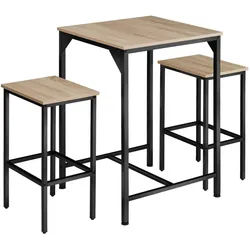 tectake Barset Inverness,mit höhenverstellbaren Kunststofffüßen,Industrial Holz hell, Eiche Sonoma , Naturfarben , Holzwerkstoff , Beton Optik , 60x91x120 cm , Essen & Trinken, Barausstattung