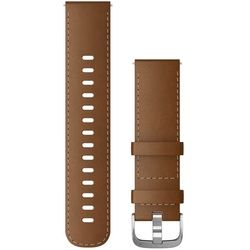 Garmin Schnell-Wechsel Leder Armband 22mm Braun / mit Naht Schnalle Silber