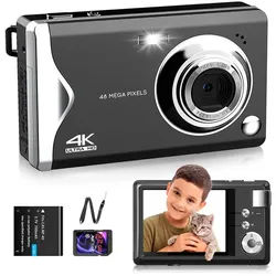 FANNOU Digitalkamera, 48MP 1080P FHD Fotokamera mit 3,0 Zoll Bildschirm Kompaktkamera (16X Digitalzoom Tragbar Kompaktkamera, mit 32GB TF-Karte) schwarz