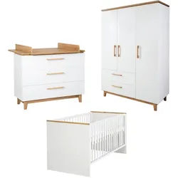 Roba Babyzimmer-Set Finn, 3-teilig , Weiß , Holzwerkstoff , 76x82.5x144 cm , Blauer Engel , Babymöbel, Babyzimmer-Sets