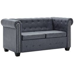 vidaXL Sofa Chesterfield-Sofa 2-Sitzer Kunstwildleder Grau grau