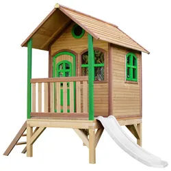Ambia Garden Spielhaus , Braun, Grün, Weiß , Holz , Hemlocktanne , 287x231x191 cm , EN 71, CE, FSC 100% , Freizeit & Co, Gartenspielzeug, Spielhäuser