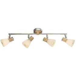 GLOBO LIGHTING LED Deckenleuchte, Leuchtmittel nicht inklusive, Holz Decken Strahler Leuchte Wohn Zimmer Beleuchtung Glas Spot Lampe silberfarben