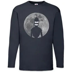 Urban Backwoods Langarmshirt Robot Moon II Langarm T-Shirt Mond Cartoon Robot Bender Comic Bending (1-tlg) Rodriguez SN 2716057 Sitcom blau 2XL