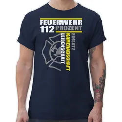 Shirtracer T-Shirt Feuerwehr 112 Prozent Einsatz Kameradschaft Leidenschaft I Freiwillige Feuerwehr blau 5XL