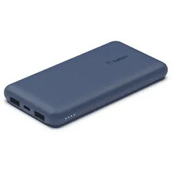 Belkin BoostCharge 10.000mAh Powerbank 15 Watt zum Laden von 3 Geräten Powerbank 10000 mAh, 1x USB-C, 2x USB-A, Power für bis zu 40 Stunden blau