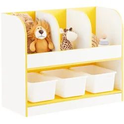 SoBuy Kinderregal Weiß-Gold , Weiß, Goldfarben , Holzwerkstoff , 70x58x30 cm , Kinder- & Jugendzimmer, Kindermöbel, Kinderregale