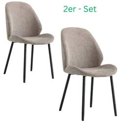 LebensWohnArt Stuhl 2er-Set Design Stuhl VIENNA Creme-Beige Strukturstoff