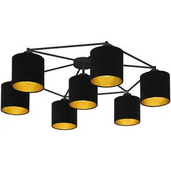 Eglo Deckenleuchte , Schwarz, Goldfarben , Metall, Textil , sechseckig , 23.5 cm , Lampen & Leuchten, Innenbeleuchtung, Deckenleuchten, Deckenleuchten