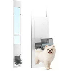 VEVOR Hundeklappe für Glasschiebetür, Hundetür Höhenverstellbar von 1927 bis 2049 mm, Rahmen aus Aluminiumlegierung mit Klappe & Drehscharnier, Abschließbar, für Mittelgroße Hunde, M