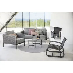 Cane-line Set Encore, Curve - Das Set besteht aus: 1 x Sofa Encore 2-Sitzer, 1 x Loungesessel Encore, 1 x L...