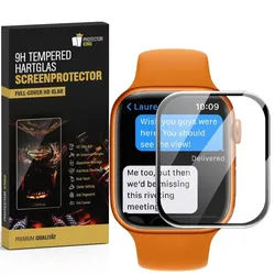 2x 9H Panzerglas für Apple Watch 7/ 8 45mm FULL CURVED Displayschutz Panzerfolie Schutzfolie Hartglas Schutzglas Displayglas Tempered Glasfolie Sicherheitsglas Echtglas