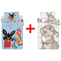 Jerry Fabrics Kinderbettwäsche Kinderbettwäsche Bing Bunny + Klopfer 100 x 135 Bambi Hase 2er-Set, Renforcé, 2 teilig bunt