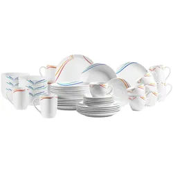 Mäser Kombiservice , Weiß , Keramik , 42-teilig , Streifen , 220 ml,220 ml,290 ml,750 ml , Geschirr, Geschirrsets, Kombiservice