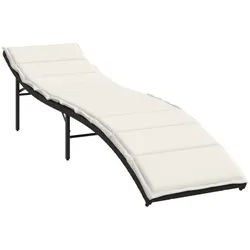 vidaXL Gartenliege Sonnenliege mit Kissen Schwarz 55x199x50 cm Poly Rattan, 1 St. schwarz