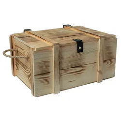 Kistenkolli Altes Land Allzweckkiste Weinbox 6er geflammt inkl. Holzwolle Weinkiste Geschenkekiste Holzkist (Spar-Set, 1er Set) braun