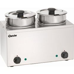 Bartscher Bain- Marie Hotpot, 3,5 Liter, Tischgerät aus Edelstahl, 2 Töpfe