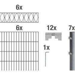 Doppelstabmattenzaun »Eleganz«, (Set), anthrazit, 120 cm hoch, 6 Matten für 12 m, 7 Pfosten, 64593161-0 grau H/L: 120 cm x 12 m