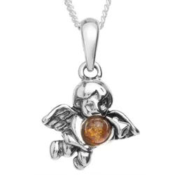 OSTSEE-SCHMUCK Kette mit Anhänger Ostsee-Schmuck Kette mit Anhänger Engel Kette mit Anhänger Engel (2-tlg) silberfarben 42 cm