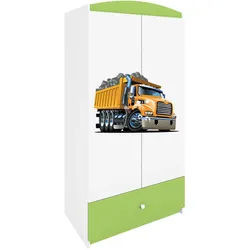 Raumhirsch Furniture Kinderkleiderschrank Lastwagen , Grün , Holzwerkstoff , Rechteckig , 90x175x52 cm , Babymöbel & Kindermöbel, Babyzimmer, Babykleiderschränke