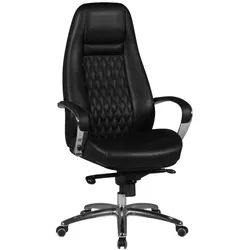 Mid.you Chefsessel , Schwarz , Leder , Echtleder, Kombination Echtleder/Lederlook , Rindleder , Sternfuß , 68x130x68 cm , Wippfunktion, Wippmechanik mit Härtegradeinstellung, Sitzfläche 360° drehbar, inklusive Armlehnen , Büromöbel, Bürostühle, Chefsessel