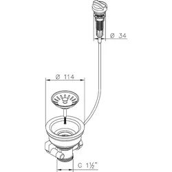 Siebkorb-Exzenterventil DN40 (1 1/2'') Ø114 mit Drehbetätigung, Drehgriff aus Edelstahl