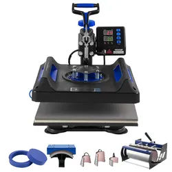 VEVOR Hitzepresse Transferpresse 38x38cm 8 in 1 Tumbler Presse T-Shirts Blau