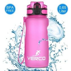 VERCO Trinkflasche 650 ml Sport Tritan 0,65 Liter Flasche, Wasserflasche BPA Frei mit Fruchtsieb wiederverwendbar nachhaltig