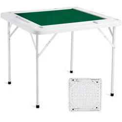 VEVOR Mahjong-Tisch, Klappbarer Dominotisch für 4 Spieler mit Verschleißfester Grüner Tischplatte, Tragbarer Quadratischer Kartentisch mit 4 Getränkehaltern & 4 Chip-Fächern für Mahjong-Poker-Puzzles