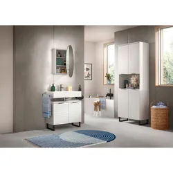 Mid.you Badezimmer , Weiß , Metall , 3-teilig , 5 Fächer , 140 cm , FSC Mix , Badezimmer, Badmöbelsets & Badmöbelserien, Badmöbel-Sets