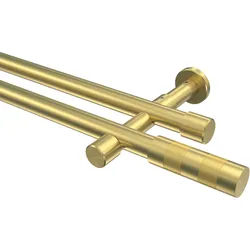 GARDINENSTANGE Prestige Mavell 320 cm (geteilt in 2 x 160 cm), 2-läufig (ohne Ringe), 20 mm Ø Messing-Optik