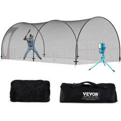 VEVOR Baseball-Schlagkäfig-Netz mit Rahmen und Netz 6,7 x 3,6 x 2,4 m, Baseballkäfig-Netz zum Schlagen und Aufstellen, Baseballnetz, Schlagkäfig für Jugendliche oder Erwachsene Schwarz Hinterhof