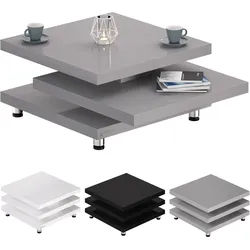 Couchtisch New York Grau 72x72cm verstellbar