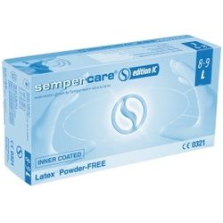 Sempercare® Einmalhandschuhe Edition Latex IC, puderfrei, voll texturiert, Farbe: naturweiß, 1 Karton = 10 Packungen = 1000 Stück, Größe M