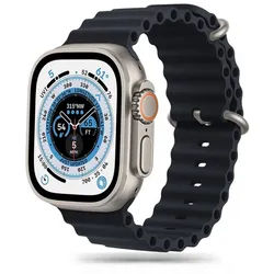 TECH PROTECT Smartwatch-Armband IconBand Pro, Sportliches TPU-Armband mit Edelstahlverschluss für Apple Watch schwarz