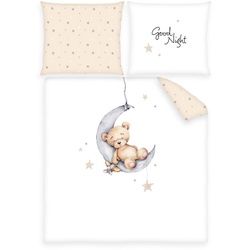 Herding süße Baby Wende Wiegen Bettwäsche Teddy Mond Sterne beige 80x80 + 35x40