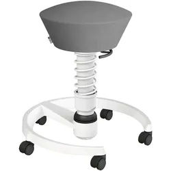 Aeris Bürohocker , Grau, Weiß , Metall, Textil , Rollen, C-Form, rund , 55x45.66x55 cm , Made in Germany, Oeko-Tex® Standard 100, AGR-geprüft , Büromöbel, Bürostühle, Bürohocker