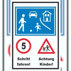 HB-Druck Spielstraße Schrittfahren Achtung Kinder Schild A2 (420x594mm)