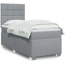 vidaXL Boxspringbett, Boxspringbett mit Matratze Hellgrau 90x200 cm Stoff