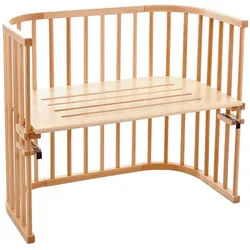 Tobi Beistellbett , Naturfarben , Holz , Buche , massiv , 94x54x79 cm , EN 71 , Lattenrost stufenlos höhenverstellbar, zur Sitzbank umbaubar, zum Gitterbett umbaubar, sehr stabil , Babymöbel & Kindermöbel, Babyzimmer, Babybetten, Beistellbetten