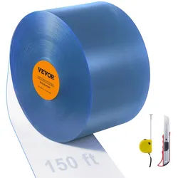 VEVOR Streifenvorhang, 24 m Länge x 30 cm Breite x 0,3 cm Dicke, durchsichtige glatte PVC-Streifenvorhang-Großrolle, Kunststoff-Türstreifen für Türen von Supermärkten, Garagen, Lagerhallen, Scheunen und Tierställen