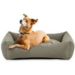 KONSIMO® Tierbett Hundebett CANINI, 100 % Polyester, Super Clean Technologie, Kissenbezug abnehmbar beige|braun