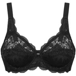 Bügel-BH SUSA "BH mit Bügel Latina", Damen, Gr. 95, Cup E, schwarz, Spitze, Obermaterial: 77% Polyamid PA. 15% Baumwolle CO. 8% Elasthan EL., BHs Bügel-BH
