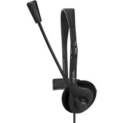 LogiLink HS0054 Headset (Kabelgebunden), Office Headset, Schwarz