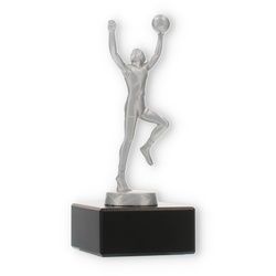 Pokal Metallfigur Basketballer silbermetallic auf schwarzem Marmorsockel 15,8cm