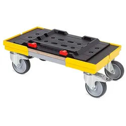 PROREGAL Transportroller für MetaBox L mit Gummiräder | BxT 50x30cm | 2 Bremsrollen & 2 Lenkrollen | Gelb | Kistenroller Logistikroller Rollwagen