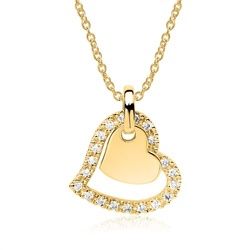 Kette Herzen aus 585er Gold mit Diamanten